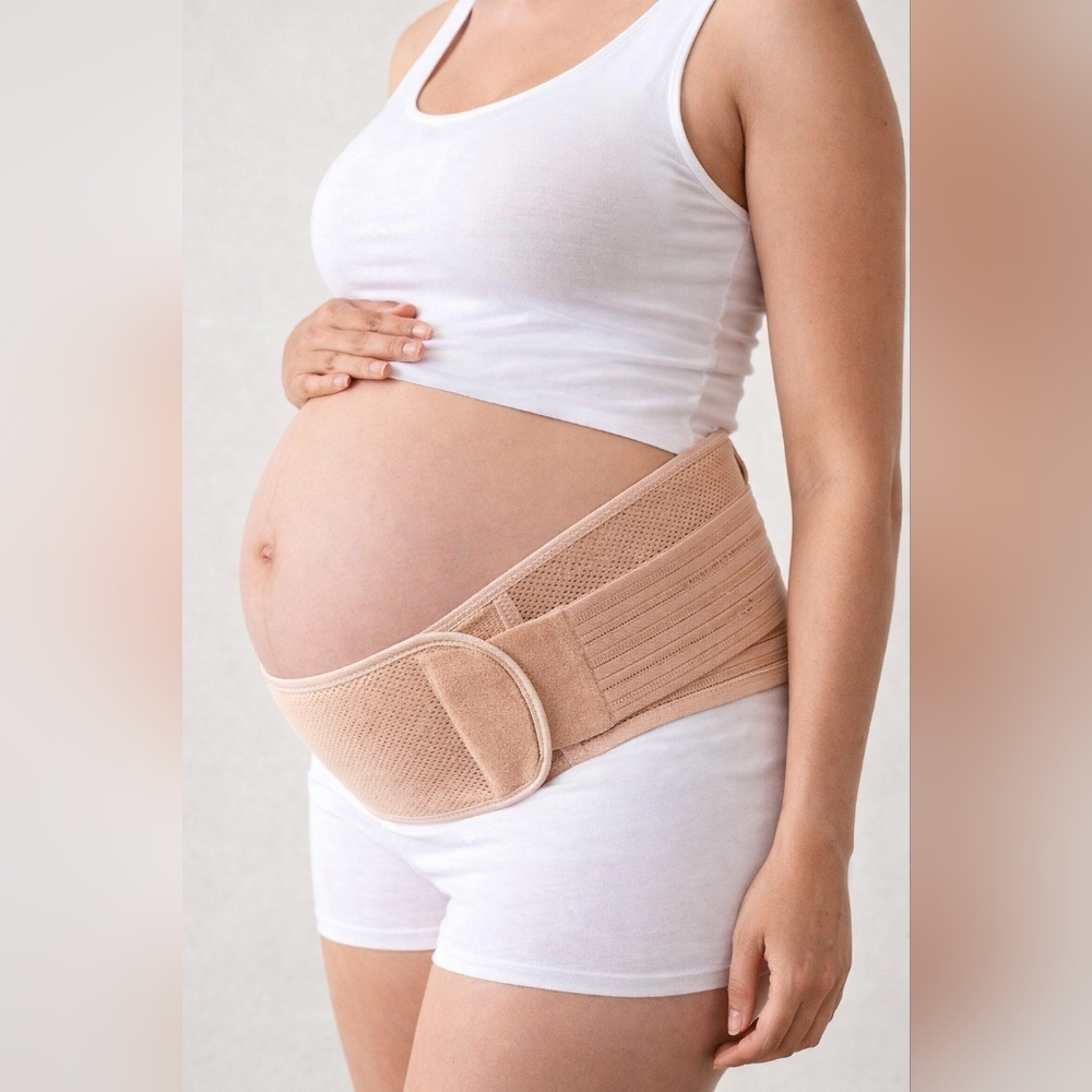 NIB Maternity Support Belt One Size Adjustable Pregnancy Back Support Beige‎